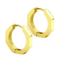 Gold plated Hexagon shaped Stainless Steel Huggies Gold plated Hexagon shaped Stainless Steel Huggies